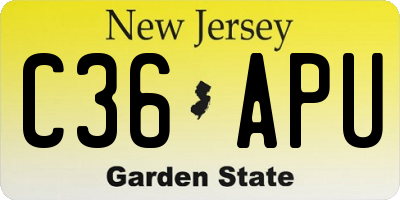 NJ license plate C36APU