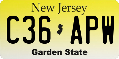 NJ license plate C36APW