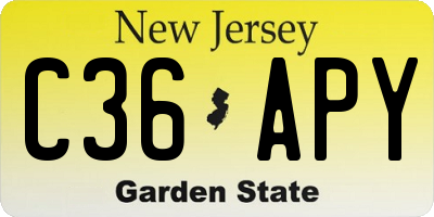 NJ license plate C36APY