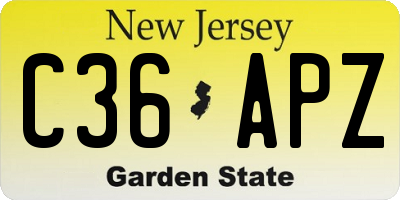 NJ license plate C36APZ
