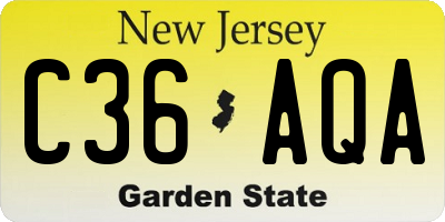NJ license plate C36AQA