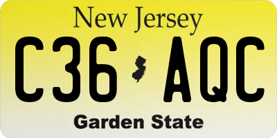 NJ license plate C36AQC