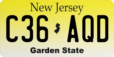 NJ license plate C36AQD
