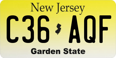 NJ license plate C36AQF