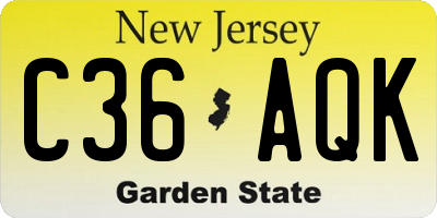 NJ license plate C36AQK