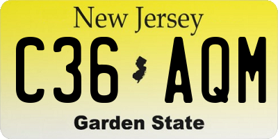 NJ license plate C36AQM
