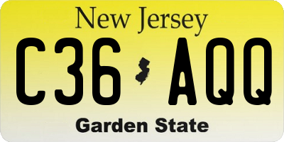 NJ license plate C36AQQ