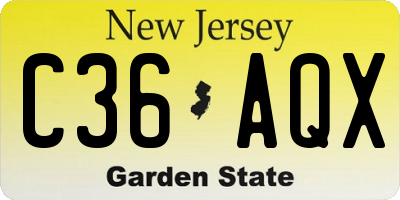 NJ license plate C36AQX