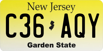 NJ license plate C36AQY