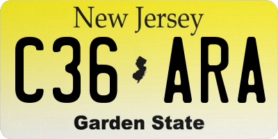 NJ license plate C36ARA