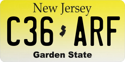 NJ license plate C36ARF