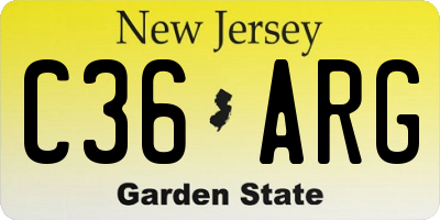 NJ license plate C36ARG