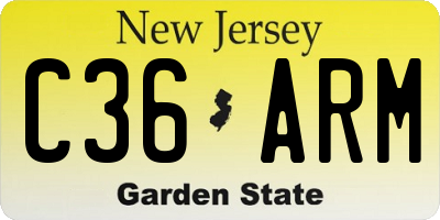 NJ license plate C36ARM