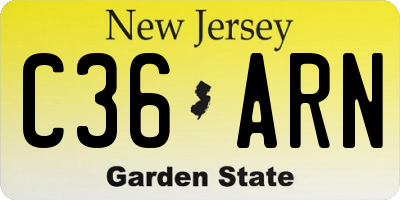 NJ license plate C36ARN