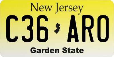 NJ license plate C36ARO