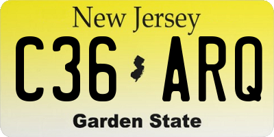 NJ license plate C36ARQ