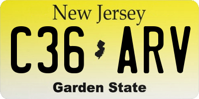 NJ license plate C36ARV