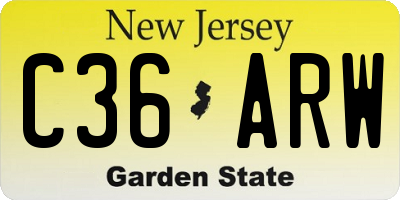 NJ license plate C36ARW