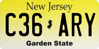 NJ license plate C36ARY