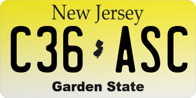 NJ license plate C36ASC