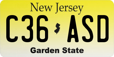 NJ license plate C36ASD
