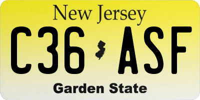 NJ license plate C36ASF