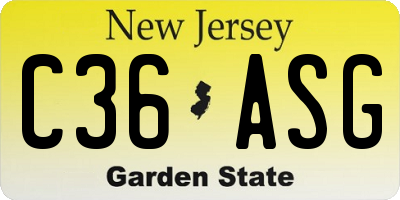 NJ license plate C36ASG