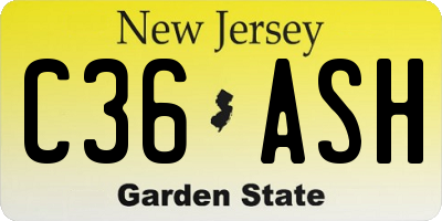 NJ license plate C36ASH