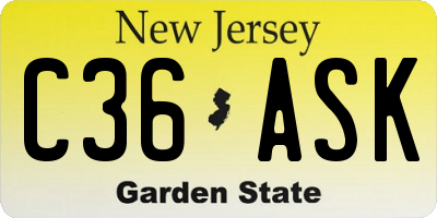 NJ license plate C36ASK