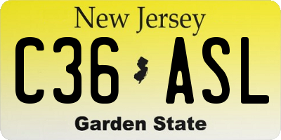 NJ license plate C36ASL