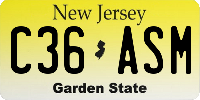 NJ license plate C36ASM