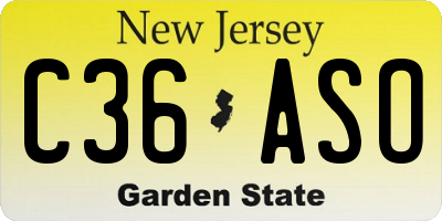 NJ license plate C36ASO