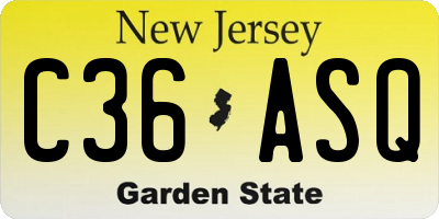 NJ license plate C36ASQ