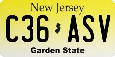 NJ license plate C36ASV