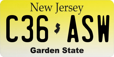 NJ license plate C36ASW