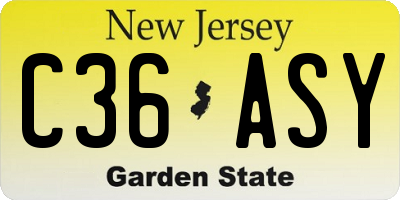 NJ license plate C36ASY