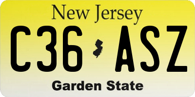 NJ license plate C36ASZ