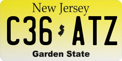 NJ license plate C36ATZ