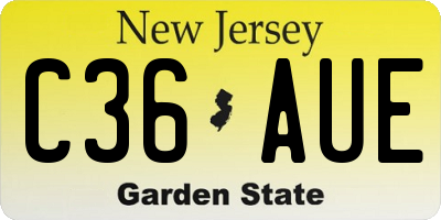 NJ license plate C36AUE
