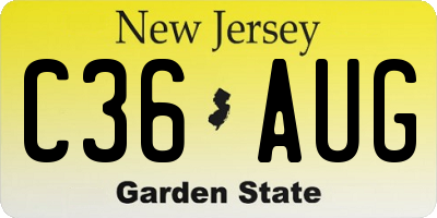 NJ license plate C36AUG