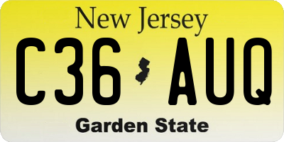 NJ license plate C36AUQ