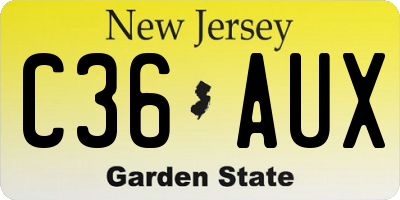 NJ license plate C36AUX