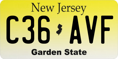 NJ license plate C36AVF