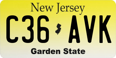 NJ license plate C36AVK