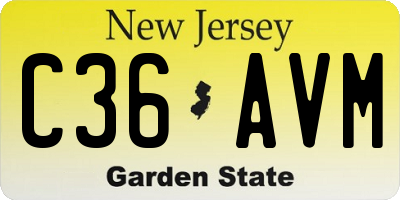 NJ license plate C36AVM