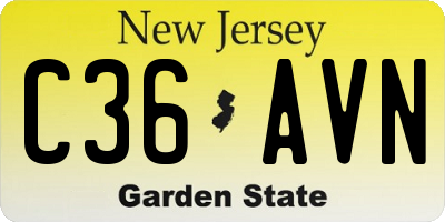 NJ license plate C36AVN