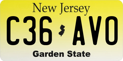 NJ license plate C36AVO