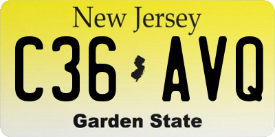NJ license plate C36AVQ