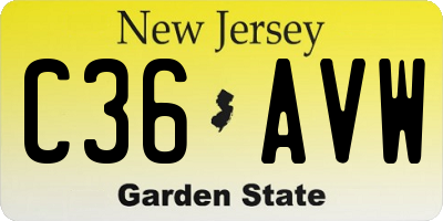 NJ license plate C36AVW