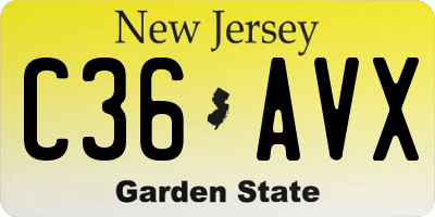 NJ license plate C36AVX